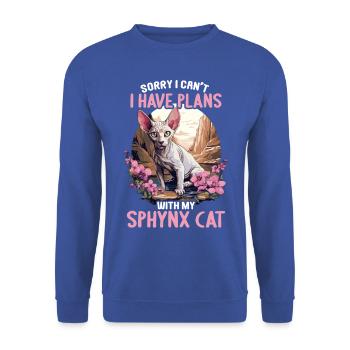 Chaton Sphynx Chat Sphynx - Sweat-shirt Unisexe - bleu royal - Devant - Alina (178cm) & Michal (187cm)