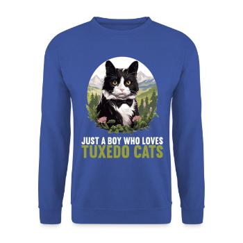 Tuxedo Kitten Tuxedo Cat - Unisex Sweatshirt - royal blue - Front - Alina (178cm) & Michal (187cm)