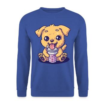Hund der Bubble Tee trinkt Boba and Dogs Anime - Unisex Pullover - Royalblau - Vorne - Alina (178cm) & Michal (187cm)