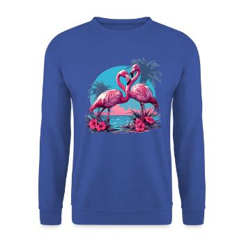 Flamants roses, coucher de soleil, plage, océan flamant rose - Sweat-shirt Unisexe - bleu royal - Devant - Alina (178cm) & Michal (187cm)
