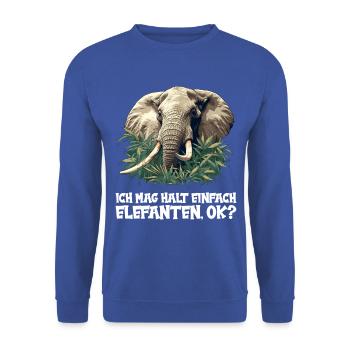 Elefanten Elefant - Unisex Pullover - Royalblau - Vorne - Alina (178cm) & Michal (187cm)