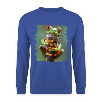 Tree Frog Baumfrösche Baumfrosch - Unisex Pullover - Royalblau - Vorne - Alina (178cm) & Michal (187cm)