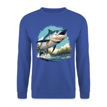 Tuna Thunfische Thunfisch - Unisex Pullover - Royalblau - Vorne - Alina (178cm) & Michal (187cm)