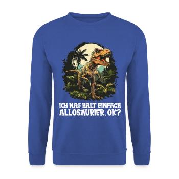 Allosaurier Allosaurus - Unisex Pullover - Royalblau - Vorne - Alina (178cm) & Michal (187cm)