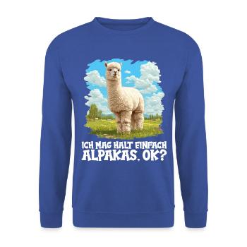 Alpaga Alpagas Alpaga - Sweat-shirt Unisexe - bleu royal - Devant - Alina (178cm) & Michal (187cm)