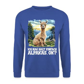 Alpaga Alpagas Alpaga - Sweat-shirt Unisexe - bleu royal - Devant - Alina (178cm) & Michal (187cm)