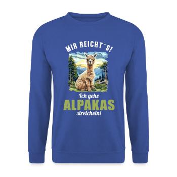 Alpaga Alpagas Alpaga - Sweat-shirt Unisexe - bleu royal - Devant - Alina (178cm) & Michal (187cm)
