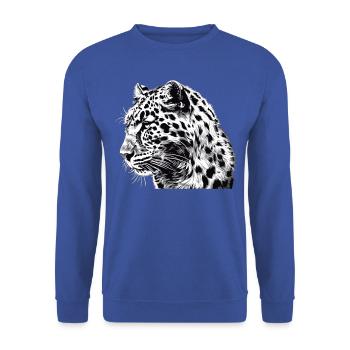 Leoparden Leopard - Unisex Pullover - Royalblau - Vorne - Alina (178cm) & Michal (187cm)