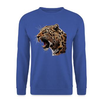 Leoparden Leopard - Unisex Pullover - Royalblau - Vorne - Alina (178cm) & Michal (187cm)