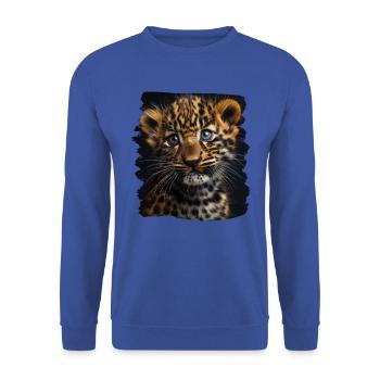Leoparden Leopard - Unisex Pullover - Royalblau - Vorne - Alina (178cm) & Michal (187cm)