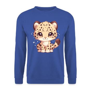 Leoparden Leopard - Unisex Pullover - Royalblau - Vorne - Alina (178cm) & Michal (187cm)
