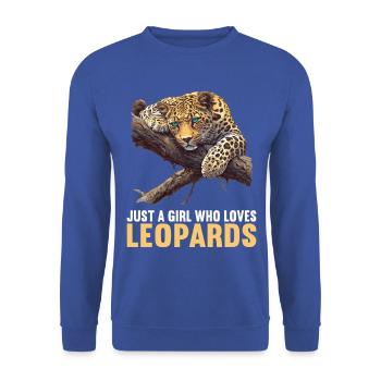 Leoparden Leopard - Unisex Pullover - Royalblau - Vorne - Alina (178cm) & Michal (187cm)