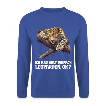 Leoparden Leopard - Unisex Pullover - Royalblau - Vorne - Alina (178cm) & Michal (187cm)