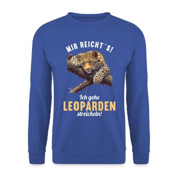 Leoparden Leopard - Unisex Pullover - Royalblau - Vorne - Alina (178cm) & Michal (187cm)