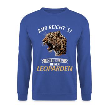 Leoparden Leopard - Unisex Pullover - Royalblau - Vorne - Alina (178cm) & Michal (187cm)