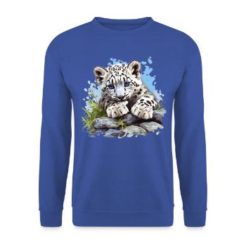 Snow Leopard Schneeleoparden Schneeleopard - Unisex Sweatshirt - royal blue - Front - Alina (178cm) & Michal (187cm)