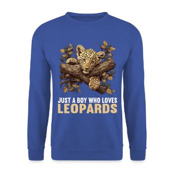 Leoparden Leopard - Unisex Pullover - Royalblau - Vorne - Alina (178cm) & Michal (187cm)