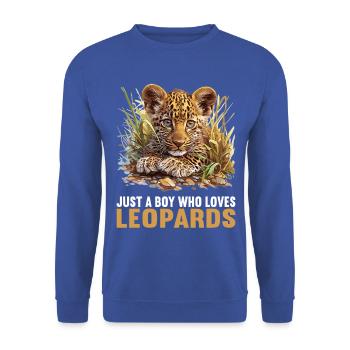 Leoparden Leopard - Unisex Pullover - Royalblau - Vorne - Alina (178cm) & Michal (187cm)