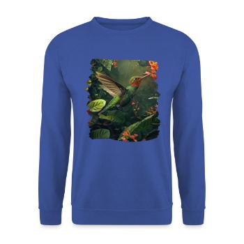 Hummingbird Kolibris Kolibri - Unisex Pullover - Royalblau - Vorne - Alina (178cm) & Michal (187cm)
