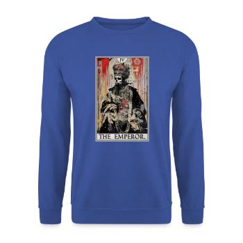 Tarotkarte The Emperor Der Herrscher - Unisex Pullover - Royalblau - Vorne - Alina (178cm) & Michal (187cm)