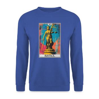 Tarotkarten Tarotkarte Justice Gerechtigkeit - Unisex Pullover - Royalblau - Vorne - Alina (178cm) & Michal (187cm)