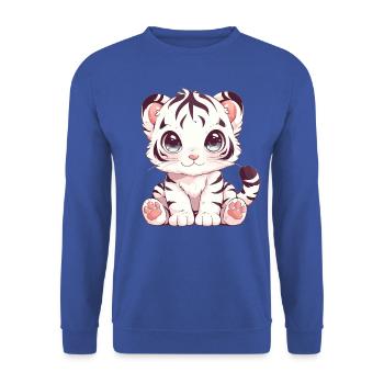 White Tiger Weiße Tiger Weißer Tiger - Unisex Pullover - Royalblau - Vorne - Alina (178cm) & Michal (187cm)