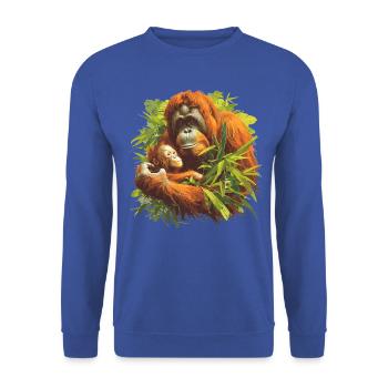 Orangutan Orang-Utans Orang-Utan - Unisex Pullover - Royalblau - Vorne - Alina (178cm) & Michal (187cm)