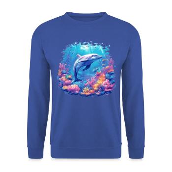 Dolphin Delfine Delfin - Unisex Pullover - Royalblau - Vorne - Alina (178cm) & Michal (187cm)