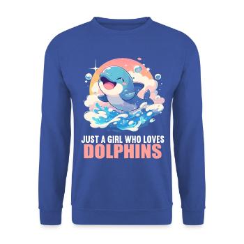 Dolphin Delfine Delfin - Unisex Pullover - Royalblau - Vorne - Alina (178cm) & Michal (187cm)