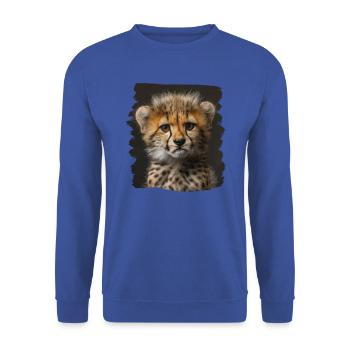 Cheetah Geparde Gepard - Unisex Sweatshirt - royal blue - Front - Alina (178cm) & Michal (187cm)