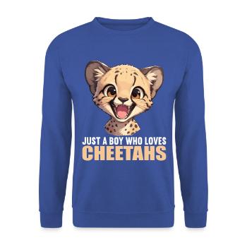 Cheetah Geparde Gepard - Unisex Sweatshirt - royal blue - Front - Alina (178cm) & Michal (187cm)