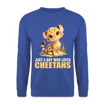 Cheetah Geparde Gepard - Unisex Sweatshirt - royal blue - Front - Alina (178cm) & Michal (187cm)
