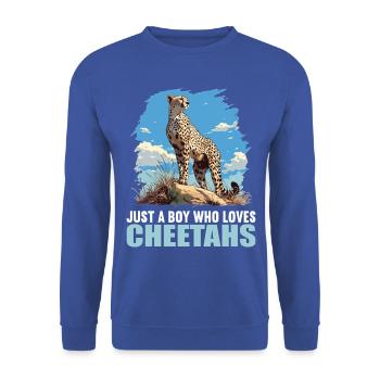 Cheetah Geparde Gepard - Unisex Sweatshirt - royal blue - Front - Alina (178cm) & Michal (187cm)