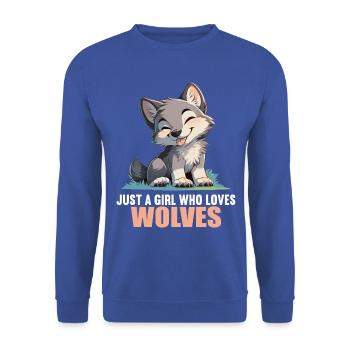 Wolves Wolf - Unisex Sweatshirt - royal blue - Front - Alina (178cm) & Michal (187cm)
