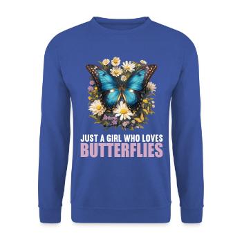 Butterfly Butterflies Butterfly - Unisex Sweatshirt - royal blue - Front - Alina (178cm) & Michal (187cm)