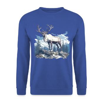Caribou Karibus Karibu - Unisex Sweatshirt - royal blue - Front - Alina (178cm) & Michal (187cm)