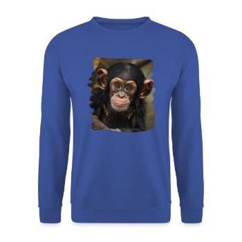 Chimpanzee Schimpansen Schimpanse - Unisex Sweatshirt - royal blue - Front - Alina (178cm) & Michal (187cm)