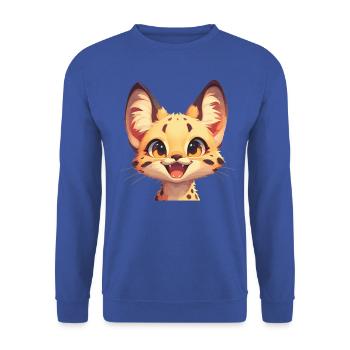 Servale Serval - Unisex Pullover - Royalblau - Vorne - Alina (178cm) & Michal (187cm)