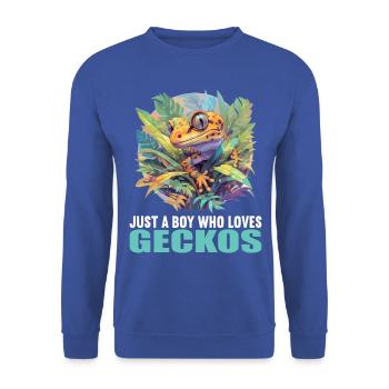 Geckos Gecko - Unisex Pullover - Royalblau - Vorne - Alina (178cm) & Michal (187cm)