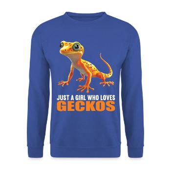 Geckos Gecko - Unisex Pullover - Royalblau - Vorne - Alina (178cm) & Michal (187cm)