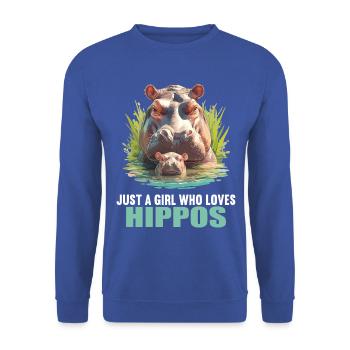 Hippopotamus Hippopotamus - Unisex Sweatshirt - royal blue - Front - Alina (178cm) & Michal (187cm)