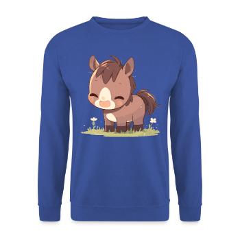 Pferde Pferd - Unisex Pullover - Royalblau - Vorne - Alina (178cm) & Michal (187cm)