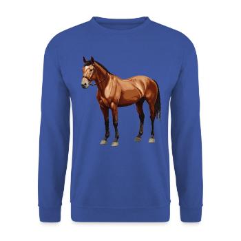 Pferde Pferd - Unisex Pullover - Royalblau - Vorne - Alina (178cm) & Michal (187cm)