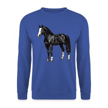Pferde Pferd - Unisex Pullover - Royalblau - Vorne - Alina (178cm) & Michal (187cm)