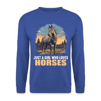 Chevaux Cheval - Sweat-shirt Unisexe - bleu royal - Devant - Alina (178cm) & Michal (187cm)