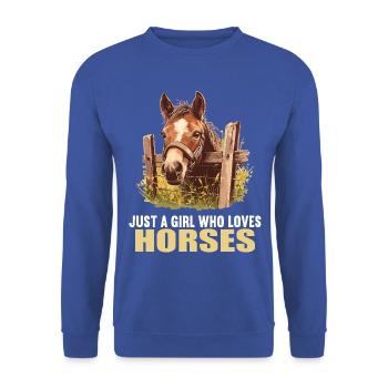 Chevaux Cheval - Sweat-shirt Unisexe - bleu royal - Devant - Alina (178cm) & Michal (187cm)