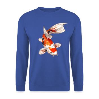 Koi Koi Carpe - Sweat-shirt Unisexe - bleu royal - Devant - Alina (178cm) & Michal (187cm)
