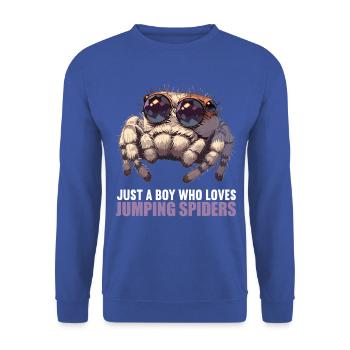 Jumping Spider Springspinnen Springspinne - Unisex Pullover - Royalblau - Vorne - Alina (178cm) & Michal (187cm)