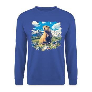 Murmeltiere Murmeltier - Unisex Pullover - Royalblau - Vorne - Alina (178cm) & Michal (187cm)