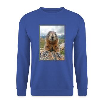 Murmeltiere Murmeltier - Unisex Pullover - Royalblau - Vorne - Alina (178cm) & Michal (187cm)